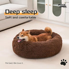 Comfort Donut Dog Bed - Ultra-Soft Pet Bed with Neck Support, 3 Sizes (Machine Washable) for Small/Medium/Large Dogs & Cats