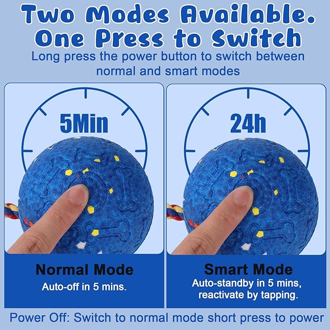 BABORUI Interactive Dog Toys Ball with Rope Tail, E-TPU Automatic Interactive Dog Toys for Aggressive Chewers, Indestructible Dogs Ball for Small/Medium/Large Dogs Indoor/Outdoor to Keep Them Busy