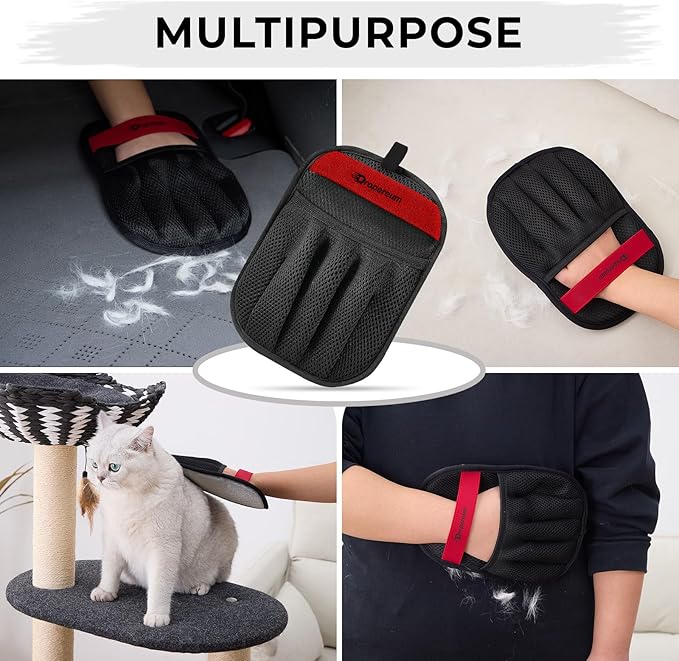 2PCs Pet Hair Removal Glove for Cats & Dogs, Upgraded Five-Finger Electrostatic Pet Hair Gloves, Reusable Magic Brush Pet Hair Remover Tool for Laundry, Car Seat, Couch, Carpet