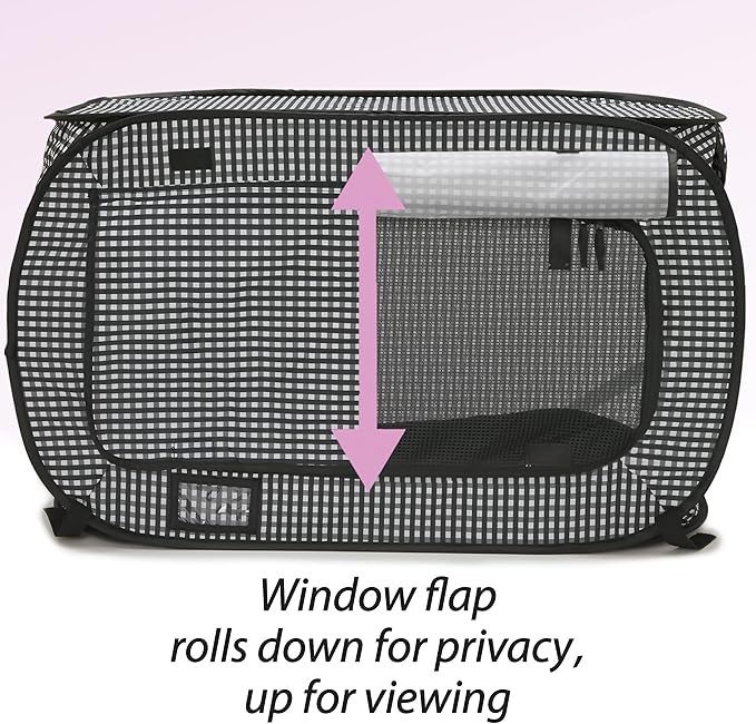 Necoichi Stress-Free Enclosure Cat Travel Carrier Cage 31.8" L x 20.0" W x 20.0" H with Litter Box Set Collapsible Gray White Stripes | Pop up Kannel, Crates