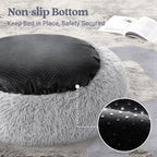 rabbitgoo Dog Bed for Small Dogs, 24 inches Washable Small Dog Bed, Fluffy Donut Dog Bed Anti-Slip, Calming Soft Plush Round Pet Bed for Dogs, Fits up to 18 lbs Pets, Light Grey