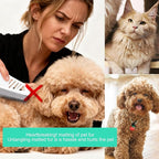 Professional Flea Comb for Long Haired Dogs & Cats - 3-Row Stainless Steel Dematting Tool with Negative Ions | Detangling Comb for Poodles Includes Cleaning Brush