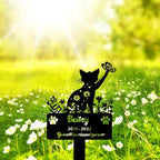 Custom Pet Cat Memorial Grave Marker, Personalized Flowers Cat Memorial Grave Marker Metal Art Cat Remembrance Loss Gift, Customized Butterfly Cat Memorial Engraved Sign with Stake