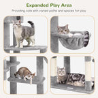 Globlazer Giant Cat Tree, 83 inch Cat Tree for Indoor Cats Large Adult, XXL Cat Tower with 9 Scratching Posts for 20lb+ Heavy Duty Large Adult Cats, F83, Light Grey