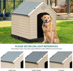 YITAHOME Large Plastic Dog House Outdoor Indoor Doghouse Puppy Shelter Water Resistant Easy Assembly Sturdy Dog Kennel with Air Vents and Elevated Floor