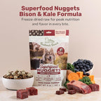 Superfood Nuggets- Premium, Freeze-Dried raw Dog Food Topper or Treat. Powerful Nutrient-Dense Ingredients. No Artificial additives. Bison and Kale Formula 8oz - 4pk Bundle