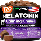 Advanced Melatonin for Dogs - 170 Dog Melatonin Calming Chews for Small and Large Dogs - Natural Hemp Dog Sleep Aid, Puppy Sleeping Pills, Anxiety, Stress, Separation, Barking, Fireworks - Made in USA