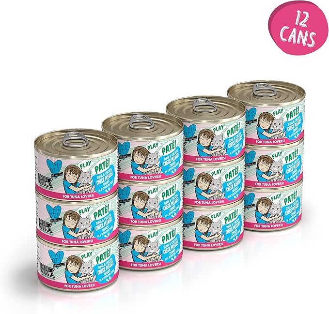 B.F.F. Play - Best Feline Friend Paté Lovers, Aw Yeah!, Tuna & Chicken Check Please! with Tuna & Chicken, 2.8oz Can (Pack of 12)