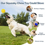 2 Pack Indestructible Squeaky Dog Balls for Aggressive Chewers, Durable Rubber Chew Toys for Teething, Anxiety Relief Perfect for Large, Medium Breeds, Indoor Outdoor Use