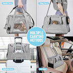 Expandable Cat Carrier for Travel, Soft-Sided Pet Carrier for Cats and Small Dogs, Airline Approved, Comfortable & Breathable Cat Carrying Bag with Adjustable Strap for Daily Use & Airplane(Gray)
