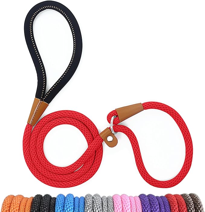 lynxking Dog Leash Slip Lead 5 6 8 FT Dog Training Leash Strong Heavy Duty Braided No Pull Training Lead Leashes for Large Dogs