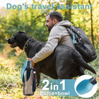 Portable Dog Water Bottle with Bowl, Leak Proof, Convenient for Walking, Hiking and Camping (Gray Blue, 27oz)