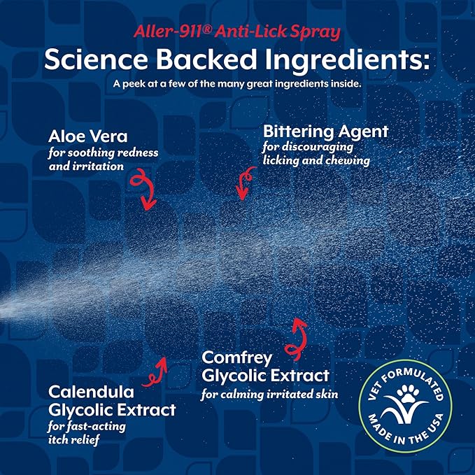 NaturVet Aller-911 Anti-Lick Paw Spray for Dogs & Cats – Includes Aloe Vera – Helps Sooth Itchy Paws, Offers Dog & Cat Allergy Support – Helps Discourage Pet Licking – 8 Oz. Spray