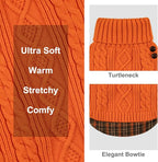 KYEESE Dog Sweater Stretchy Knitwear Cat Clothes with Gingham Patchwork Thick Pet Coat for Fall Winter Cold Weather Warm Turtleneck Medium Dogs Sweater Soft Pullover Dog Sweaters for Medium Dogs Girl