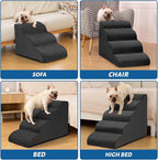 3-Step Dog Ramp and Stairs for Sofa and Chair - Non-Slip Sturdy Pet Steps for Small Dogs and Cats,15.7" H,Black