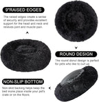 Dog Calming Beds for Small Medium Large Dogs - Round Donut Washable Puppy Dog Bed, Anti-Slip Faux Fur Fluffy Donut Cuddle Anxiety Cat Pet Bed(20" Black