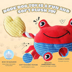 Squeak Plush Dog Toys for Small & Medium Breeds, Chew Resistant Rope to Keep Them Busy for Puppy Teething Chewing, Interactive Indoor/Outdoor Play, Best Pet Gift, Crab