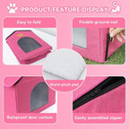 Outdoor Cat House for Shelter Feral Cat, Outside Waterproof Cat House for Outdoor/Indoor Cats, Insulated Cat Bed for All Seasons with Cozy Cushion (Rose Pink, Large Zip Style)