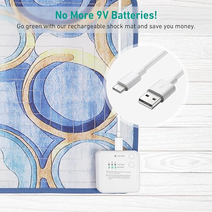 DOGNESS Rechargeable Pet Shock Mat, 59"x15" Safe Cat Repellent Mat Electronic Training Pads Keep Dogs and Cats Off Couch, Bed, Indoor Cat Deterrent Mat (Geometric Patterns)