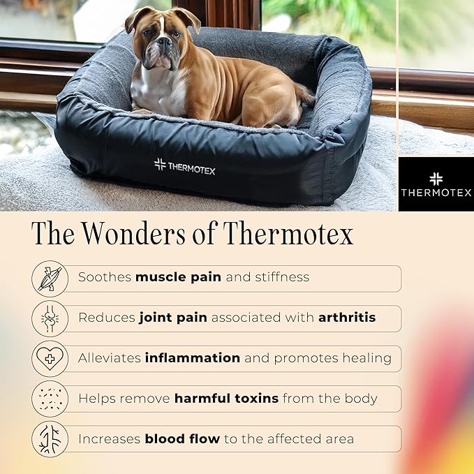 Far Infrared Heated Pet Bed - Heated Cat & Dog Bed for Pain Relief & Arthritis - Therapeutic Heat Pad for Elderly Pet Support & Relaxation - Machine Washable