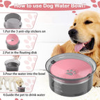 2L Dog Water Bowl Large Capacity Slow Water Feeder, No Spill Dog Bowl Splash Proof Pet Water Dispenser,Vehicle Carried Travel Water Floating Bowl for Dogs/Cats/Pets (Pink)