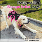 rabbitgoo Escape Proof Dog Harness Large Dogs, Soft Padded Full Body Pet Harness, Reflective Adjustable No Pull Vest with Lift Handle and Leash Clip for Walking Hiking Training, Pink & Black, XL