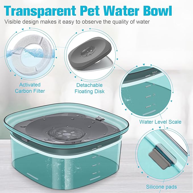 UPSKY 4L Dog Water Bowl 135oz No Spill Dog Bowl Extra Large Capacity Slow Drinking Water Feeder, Splash Proof Pet Water Dispenser Vehicle Carried Travel Water Floating Bowl for Dogs, Cats