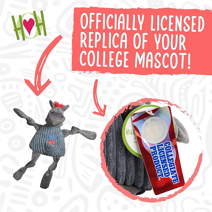 HuggleHounds Knottie Plush Dog Toy - Dog Stuffed Animal Toy, Puppy Toys, Squeaky Dog Toy for Small, Medium & Large Dogs, Durable Plush to Keep Them Busy, Officially Licensed - Army Mule, Small