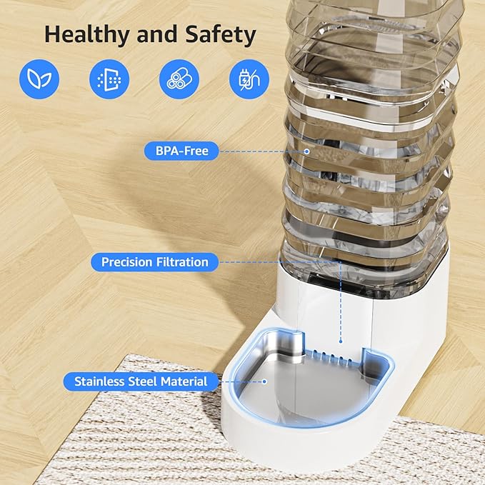 Gravity 8.5L Dog and Cat Water Bowl Dispenser, Automatic Stainless Steel Dog Water Bowl, 100% BPA-Free, Self-Filling Large Capacity Pet Water Feeder for Dogs and Cats