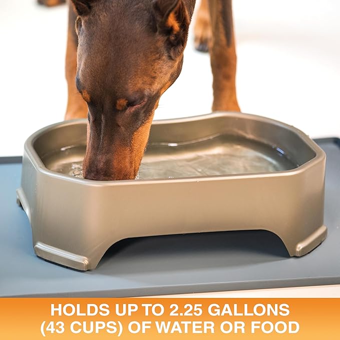 Neater Pet Brands Extra Large Water Bowl for Dogs, Outdoor Dog Water Bowl (2.25 Gallon Extra-Large Capacity), Big Trough Style Food Dish for Indoors or Outside, No Spill Large Dog Bowls, Champagne
