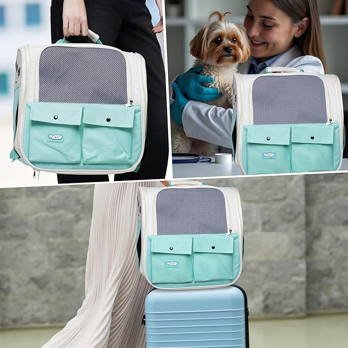 Pet Backpack Carrier for Small Dogs, Cats, Kittens, Rabbits – Airline Approved Travel Bag with Breathable Mesh and Padded Straps – Soft-Sided Cat Carrier Backpack for Hiking, Camping, Trips