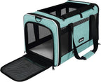 Cat Carrier 18"x11"x11" TSA Approved Ventilated Top Open Softsided Pet Air Travel Bag, Small Animal Basic Crate Shih Tzu Dog Kennel Carry Case, 4-Mesh-Side Kitty Carry on up to 20lbs Teal