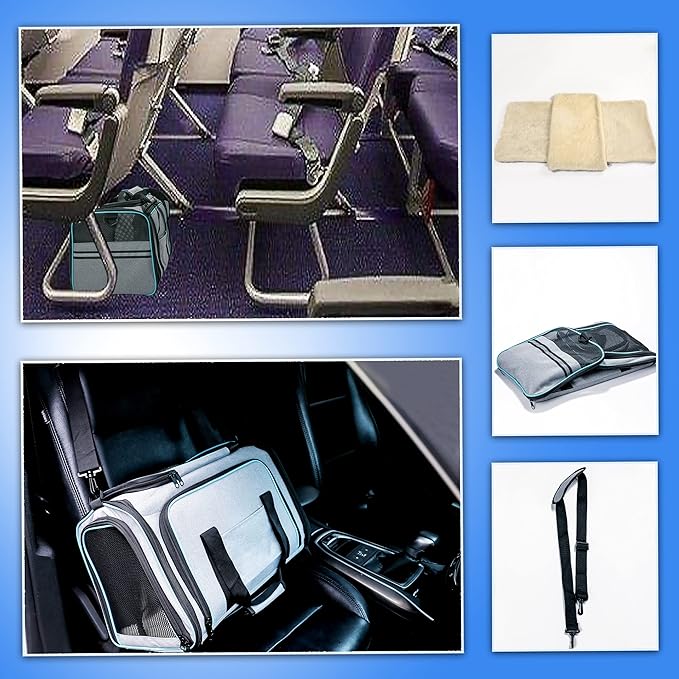 Cat Dog Carrier - Airline Approved Expandable Soft-Sided Pet Carrier with Removable Fleece Pad and Pockets, for Cats/Puppy and Small Animals Large(2 side expandable)