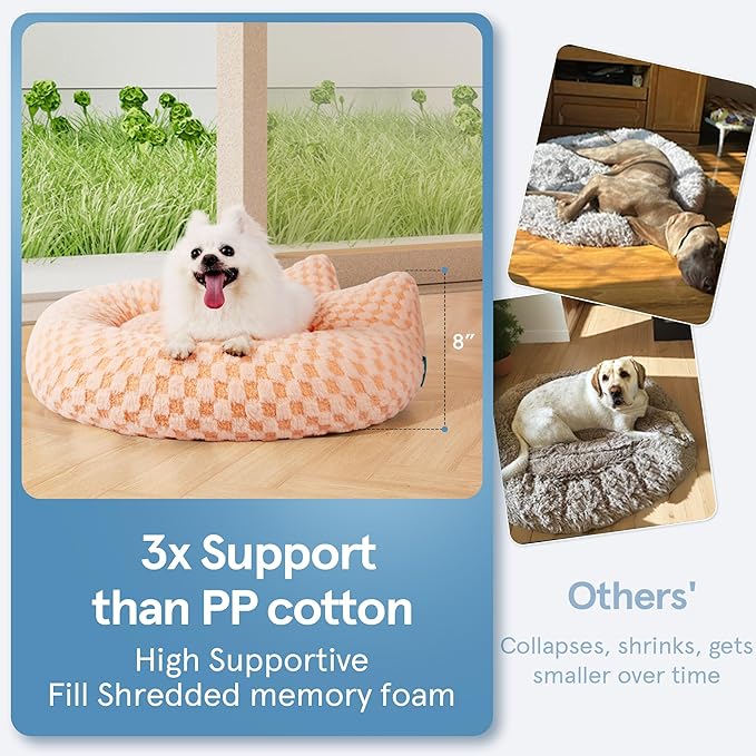 Waterproof Dog Beds for Medium Dogs, Removable and Washable Dog Bed, Cozy Soft Round Dog Bed with Waterproof Liner, Cute Donut Dog Bed for Indoor Cats ＆ Small Medium Dogs