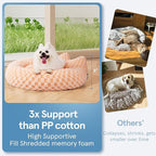 Round Dog Bed for Small Dogs & Cats -Washable Dount Cute Cat Bed for Indoor Cats, Orthopedic Sherpa Fleece Soft Cozy Calming Pet Bed with Removable Zipper Cover (Orange Check, (23x23x8inches))