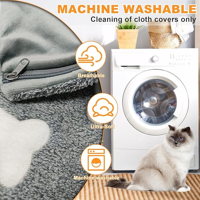 Bestio Cat Heating Pad 16 in Pet Heating Pad, Obtained MET and UL Dual Certification,Smart Thermostat Switch Adjustable from 1-24 Hours, Indoor Heated Electric Pet Bed for Cats Dogs - Gray