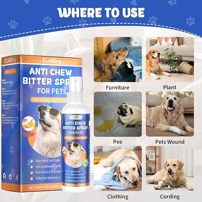 2PCS Bitter Apple Spray for Dogs to Stop Chewing, No Chew Spray for Dogs & Cats Protect Furniture Shoes Belongings, Dog Deterrent Training Aids Spray Natural No Alcohol & Trace