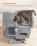 Feandrea Cat Tree, 44.1-Inch Cat Tower for Indoor Cats, Multi-Level Cat Condo with 4 Scratching Posts, 2 Perches, Hammock, Cave, Light Gray UPCT261W01
