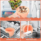 Dog Slow Feeder Lick Bowl, Non-Slip Dog Licking Treat Dispenser, Slow Feeder Bowls for Small Medium Large Breed Dogs, Anxiety Relief & Anti-Choking, BPA Free Silicone (Light Orange, 1.6 Cup)