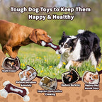 Dog Toys for Aggressive Chewers, Indestructible Dog Chew Toy for Large Dogs, Tough Dog Toys to Keep Them Busy for Small Medium Large Breed, Dog Chew Bone Toy, Bacon Flavor (Red Bone)