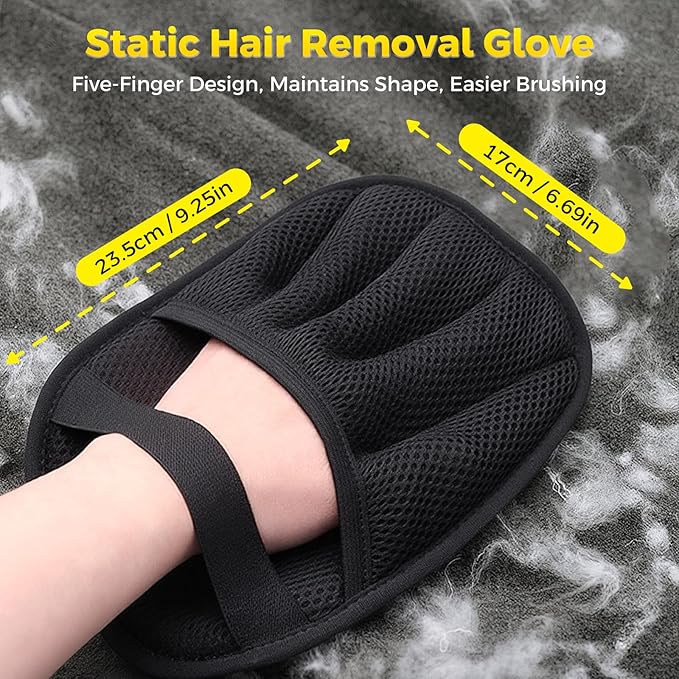 2PCS Upgraded Version Five-Finger Static pet Hair Removal Gloves, Suitable for Cats and Dogs, Reusable Hair Removal Tool, Suitable for Clothing, Sofas, Carpets, Hair Removal Gloves