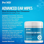 Pet MD Cat and Dog Ear Cleaner Wipes - Advanced Otic Veterinary Ear Cleaner Formula - Dog Ear Infection Treatment - 100 Count