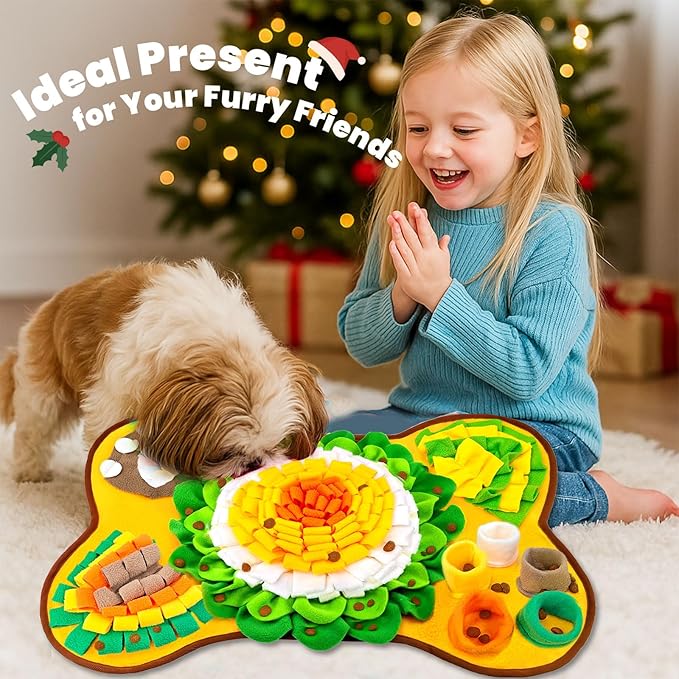 PETCARE Snuffle Mat for Dogs Interactive Enrichment Puzzle Toys for Small Medium Breed Dogs Cats Rabbits Cognitive Puppy Sniff Foraging Mats Mental Stimulation Treat Game Slow Feeder Mats, 24*17 inch