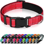 Reflective Dog Collar, Soft Neoprene Padded Nylon Pet Collar with Quick-Release Buckle, No-Choke Design Adjustable for Puppy Dogs,Red,XS