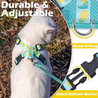 EXPAWLORER Cat Harness and Leash Set - Adjustable Escape Proof, Soft Vest Harness for Outdoor Walking, Breathable Mesh Lightweight for Kittens Puppies Small Animals, Lake Green M