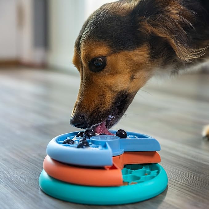 Outward Hound by Nina Ottosson Lickin’ Layers Small 3-in-1 Dog Puzzle Feeder, Lick Mat & Slow Bowl – Puppy Enrichment Toy for X-Small & Small Dogs, Dishwasher Safe, Holds 1.5 Cups of Wet or Dry Food