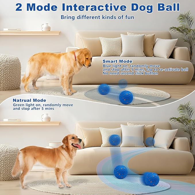Magicorange Interactive Dog Toys,Automatic Rolling Dog Ball Toys,Dogs Rolling Effect Tennis Balls Herding Balls for Puppy/Small/Medium/Large Dogs (Blue)