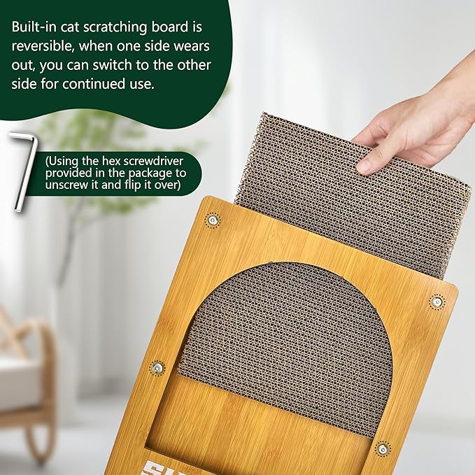 Cat Scratching Board, Easel-Shaped Corrugate Cat Scratcher for Indoor Cats, Cat Scratch Pad with Premium Scratch Textures Design, Cardboard Cat Scratcher with Double-Sided Usability (Semicircle)