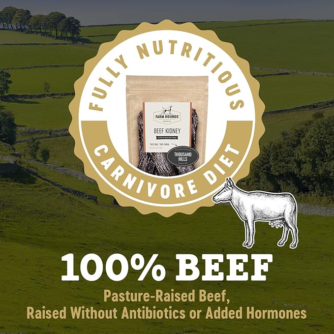 Farm Hounds - Beef Kidney - Premium Natural Beef Kidney Jerky For Dogs - Made From 100% Humanely Raised Cattle - Organ Treat - Great For Training & Treats - No Added Fillers - Made in USA -4oz -2 Pack