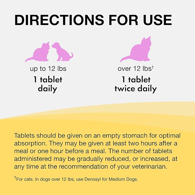 Nutramax Laboratories Denosyl Liver and Brain Health Supplement for Small Dogs and Cats - With S-Adenosylmethionine (SAMe), 3 Pack, 90 Total Tablets